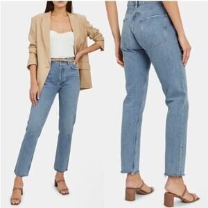 Agolde Remy High Rise Straight Jean Raw Hem Ankle Fray Renewable Wash 24